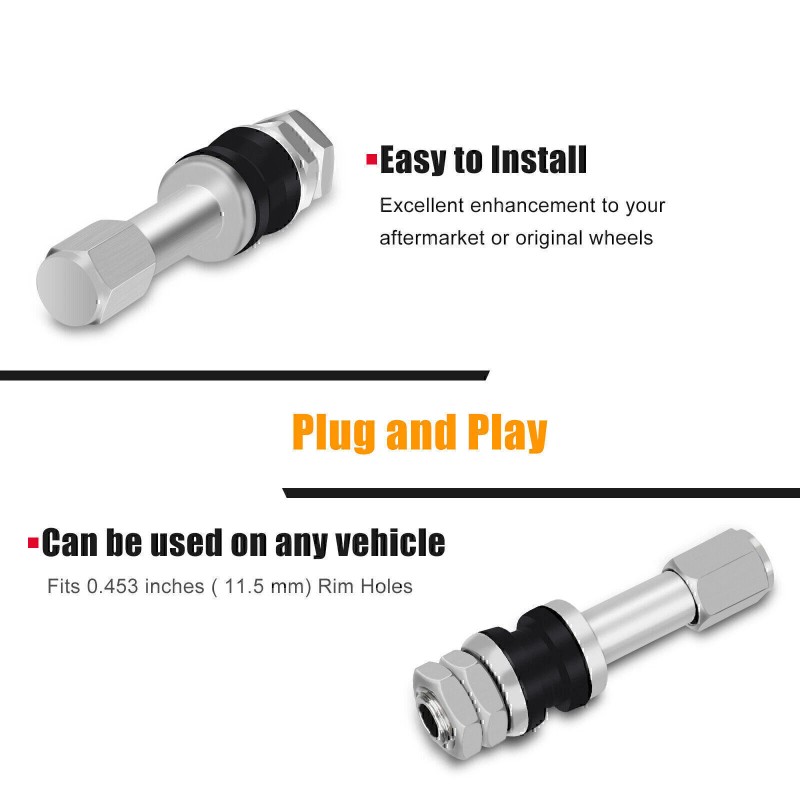 GEARZAAR 10x Stainless Steel Wheel Tire Valve Stems Hight Pressure