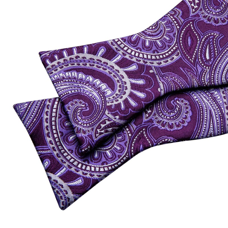 YOHOWA Mens Bow Tie Set with Lapel Pin Brooch Purple