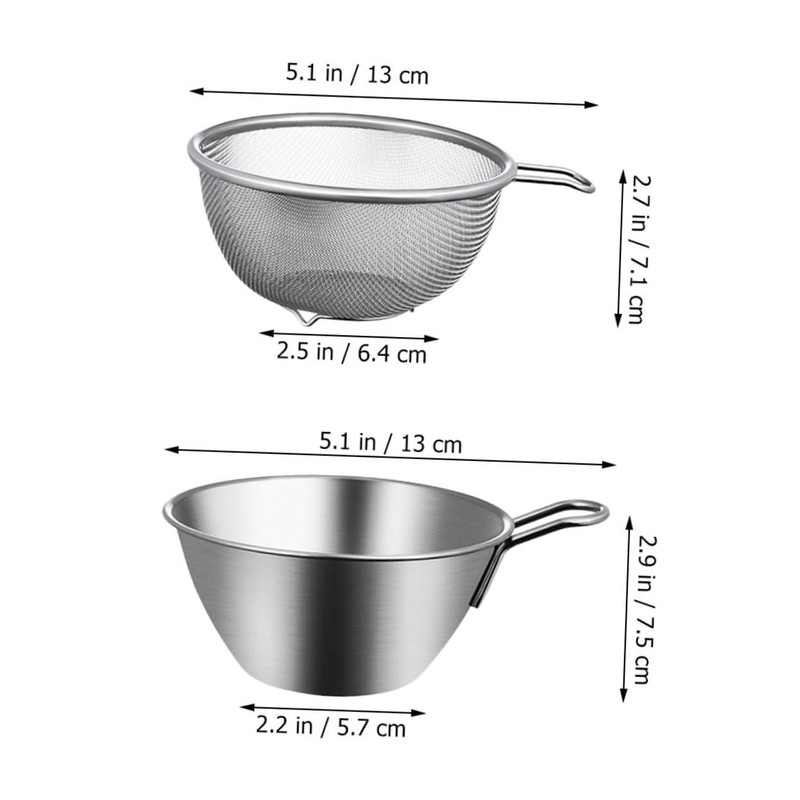 BIUDECO 1Set Stainless Steel Mixing Bowl with Handle Colander and