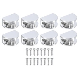 sourcing map 2Set Glass Shelf Bracket, Adjustable Glass Shelf Clamps Clip for 6-8mm Glass Wall Mount Shower Bracket Rectangle Glass Shelf Holder Polished, Black