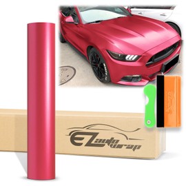 12"x60" (1FTx5FT) Pink Satin Chrome Vinyl Wrap Sticker Car Auto Vehicle Motorcycle DIY Decal Sheet with Air Release Bubble Free Self Adhesive Peel and Stick Free Tool Kit