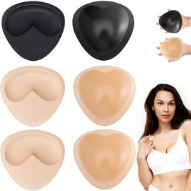 3 Pairs of Bra Inserts Push Up, Bra Inserts, Push Up Pads, Bra Pads, Removable Sports Bra Pads, Used for Swimwear and Bikinis, Tri-Angle Shape, Black and Beige