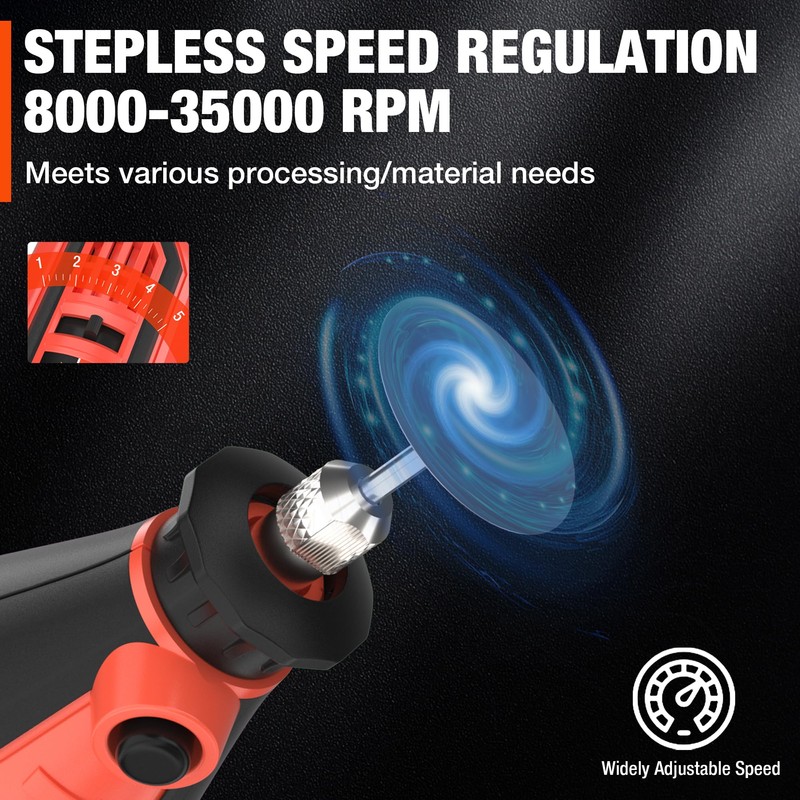 ValueMax Power Rotary Tool Kit, Keyless Chuck, Variable Speed Corded