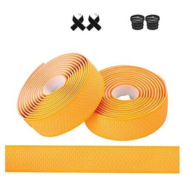 RuiMuQing Bicycle Belt, Left and Right Set, Road Bike, EVA+PU, Tail End Plug, Bar Tape, Easy Installation, Shock Absorption, Abrasion Resistant, Handle Belt, Load Bike Belt (Orange)