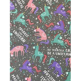 100% Cotton Fabric Sold by The Yard 1 Yard = 36 in. Length (Sparkle Magical Unicorn Glitter Glittery)