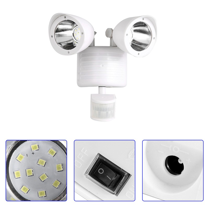 Outdoor Waterproof Double Lamp Head 22 LED Solar Power PIR