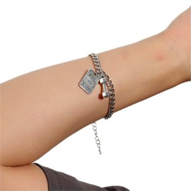 YienDoo Creative Gym Dumbbell Bracelet Silver Hand Chain YOU VS YOU Self-Discipline Fitness Hand Ring Wrist Chain Dainty Spiritual Bracelet Jewellery Gifts for Women Girls