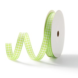 MORSUNBELA Gift Ribbon, Green, Checked Ribbon, Gift Wrapping, Checked Ribbon, Decorative Ribbon, Checked Ribbon for DIY Craft Cakes, Bouquet, Decoration, Christmas Party