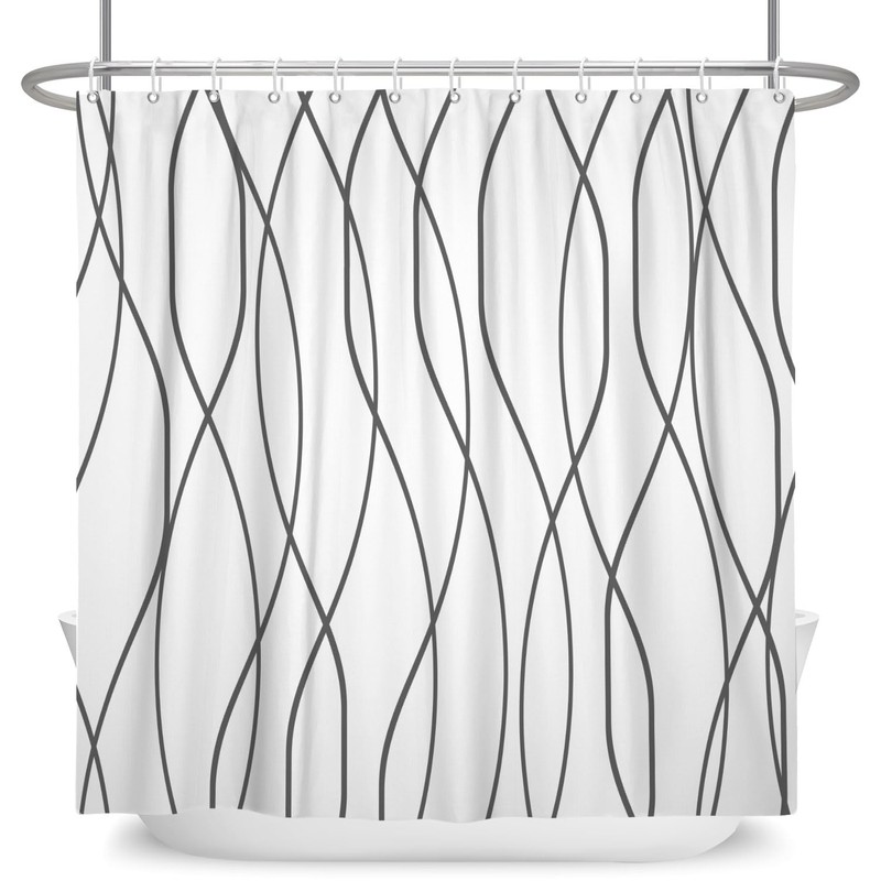 ChloropLastid Boho Black and White Line Shower Curtain 72x72 Inch