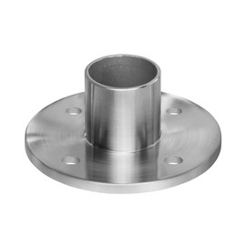 Stainless Steel Round Long Neck Floor Flange Base, Round Tube Post Anchor, Top Hand Rail Wall Mount for Cable Railing Deck, 316 Marine Grade (Terminal Posts)
