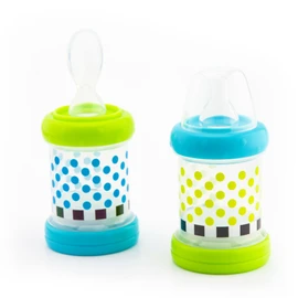 Sassy Baby Food Nurser – 4+ Months Set of 2- 4oz 100% Silicone Nipple and Spoon BPA-Free