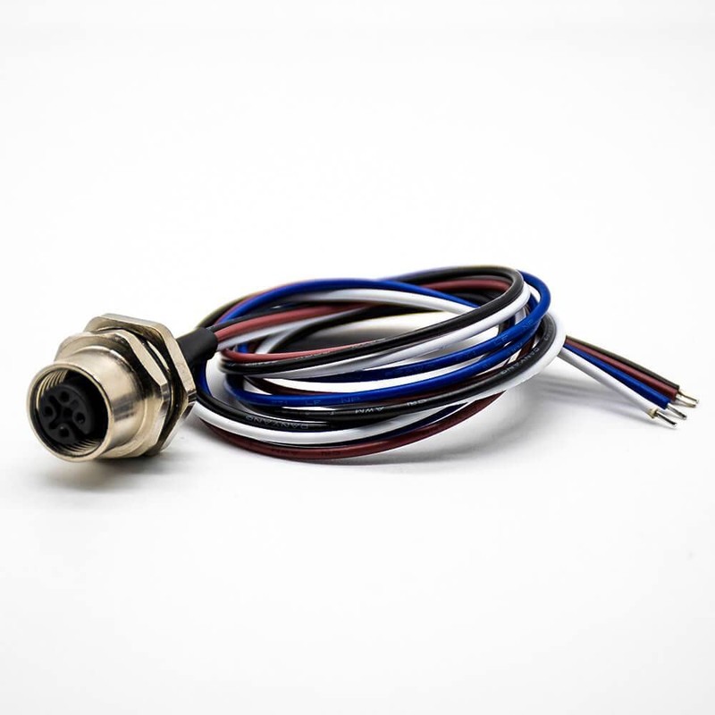 Elecbee M12 Female Panel Mount Connector A Coded 4Pin Waterproof