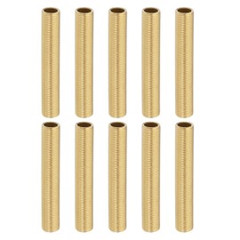 PATIKIL M10 Fine Thread Brass Lamp Pipe Nipple, 5 Pcs 65mm/ 2.6" Length Hollow Tube Adapter Coupler Connector Pipe Fitting Hardware DIY Repair Part for Lamp Lights
