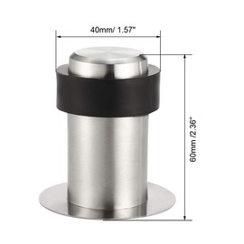 sourcing map Door Stopper Cylindrical Floor Mount Stop Brushed Stainless Steel 60mm Height