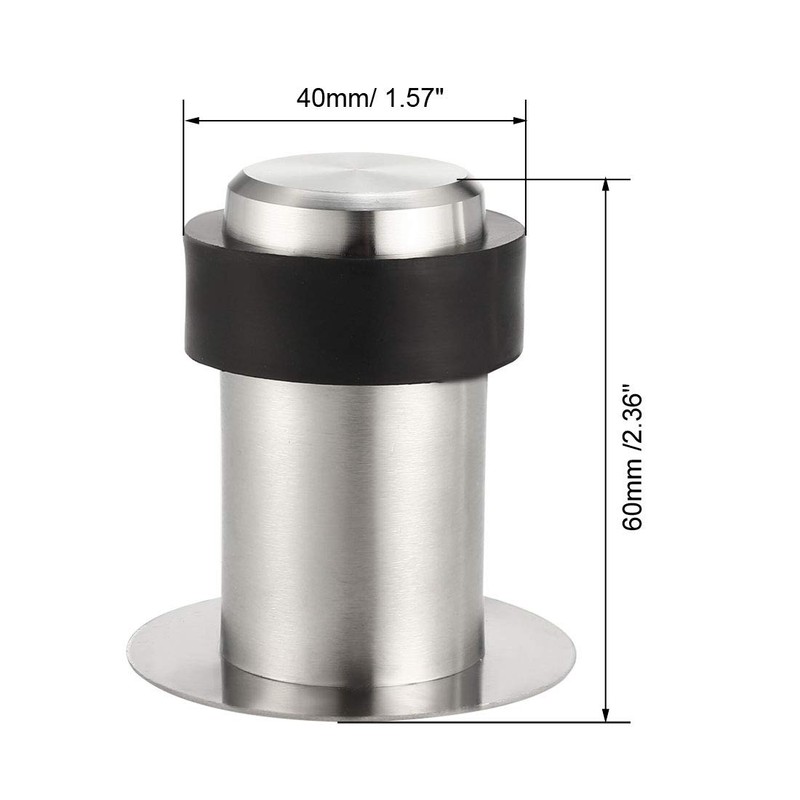 sourcing map Door Stopper Cylindrical Floor Mount Stop Brushed Stainless