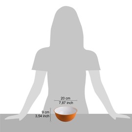 Bowl of 1,5 lt, Diameter 20,5 cm White Inside Orange Outside, in Polypropylene and Antibacterial Microban, Sanaliving line by Omadadesign