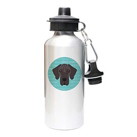Mystic Sloth Adorable Dog Breed Design 20oz Aluminum Water Bottle with Carabiner and Choice of Lids (Silver, Great Dane)