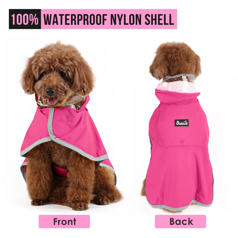 Lukovee Dog Raincoat, Adjustable Dog Rain Jacket with Clear Hooded