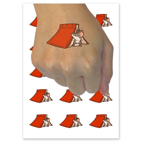 Cute Mouse Hiding Under a Book Temporary Tattoo Water Resistant