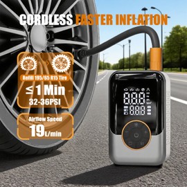 ReboostFast Tire Inflator Portable Air Compressor​, ​Handheld Inflator​ with ​LCD Display & Auto Shut-off, Compact, ​Built-in Flashlight, ​Dual Power Modes​, for ​Car/Bike/Motorcycle/Inflatables, Grey