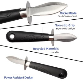 WENDOM Oyster Knife Shucker Set Oyster Shucking Knife and Gloves Cut Resistant Level 5 Protection Seafood Opener Kit Tools Gift(2knifes+2Glove+1Cloth)