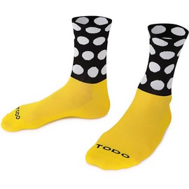 TODO Men's and Women's Cycling Socks Breathable Road Bike Socks Men's Cycling Socks with Motif Also Running Socks, Polka - Black-Yellow