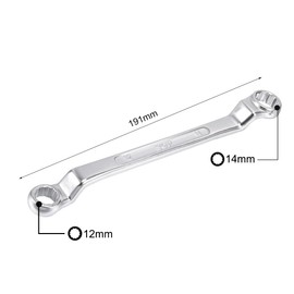 uxcell 12mm x 14mm Metric 12 Point Offset Double Box End Wrench Chrome Plated, Cr-V Steel