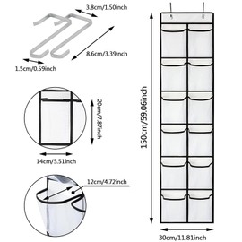 Pixaro Over The Door Hanging Shoe Organizer,Over Door Shoe Storage and Shoe Organiser Hanging with 12 Pockets with 2 Hange,Hanging Shoe Storage for Kitchen Bedroom Bathroom Closet Holder.
