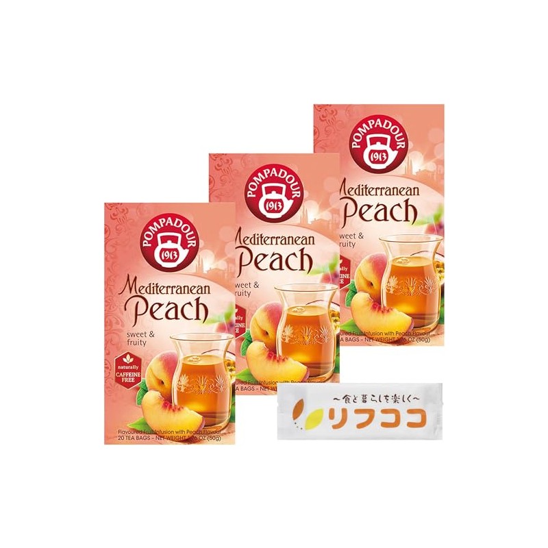 Pompadour Mediterranean Peach Herbal Tea, 1 Box (20 TB Pack)