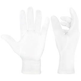 EXBRIECO, 12 or 6 Pairs, Cotton Gloves, Hydrating Gloves, Soft, Elastic, Hand Care, Comfortable Gloves, Mimo Gloves, Jewelry, Waiter, Costume, White or Black