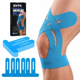 Kinesiology Tape for Knees (10-Pack) – Precut Knee-Specific Strips, Strong Acrylic Adhesive, Waterproof & Breathable Sports Tape for Muscle Support, Injury Recovery, Athletic Training (Blue)