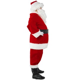 Wabolay Santa Claus Costume for Men Professional Santa Suit Adults 10PCS Mens Deluxe Red Christmas Clause Outfit Adult Xmas Cosplay Vacation Set L
