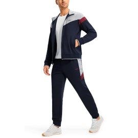 Libin Men's Tracksuits 2 Piece Sets Sweat Suits for Men Athletic Workout Jogging Suit Set Warm Up Full Zip Outfits Suits Sets Navy, M