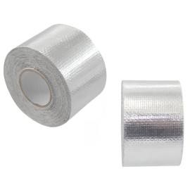 2 Rolls Fireproof Self-Adhesive Heat Shield Tape, Fiberglass Heat Resistant Tape High Temperature Reflective Silver Foil Tape Tear-Resistant for Automotive, HVAC, and Indus. Use (1.5 inch x 29.5FT)