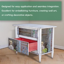 Flortlias Large Decoupage Paper for Furniture, Floral Printed Tissue Paper for Furniture, DIY Crafts Rice Papers, Girl in a Garden, 16.53'' x 19.69''