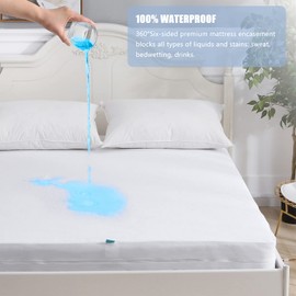 Beedsooth Waterproof Mattress Cover with Zip, Against Mites, Mattress Protector, Hygienic and Breathable Mattress Topper, Height 16 cm - 90 x 190 cm