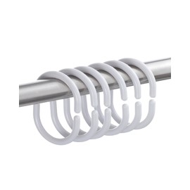 Jomeech C Shaped Plastic Shower Curtain Rings, Shower Curtain Hooks Rust Proof, Pack of 24