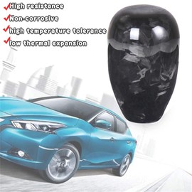 muge racing Universal Gear Shift Knob Carbon Fiber Forged Pattern with 3 Adapters Oval Ball Type Stick Shifter Black