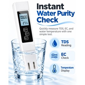 Digital Water Quality Tester for Home Water Testing – 3-in-1 TDS, EC & Temperature Meter with LCD Display, White Pen Design