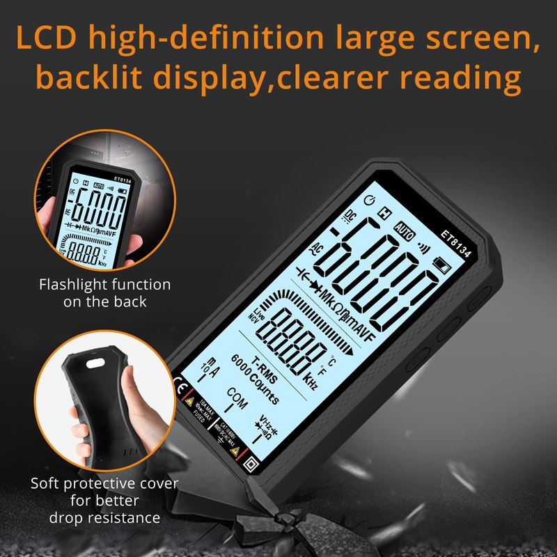 Neoteck Digital Multimeter 6000 Counts True RMS LCD Large Screen