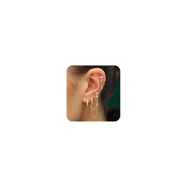 6PCS Earring Stacks Cartilage Chain Helix Piercing Sets For Women