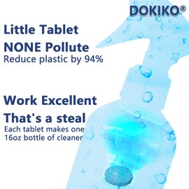 DOKIKO Glass Cleaner Refill Tablets - 50 Concentrated Multi-Surface Cleaning Tablets, 1 Pack Makes 50 * 16 fl oz Spray for Windows, Mirrors, Windshields & More