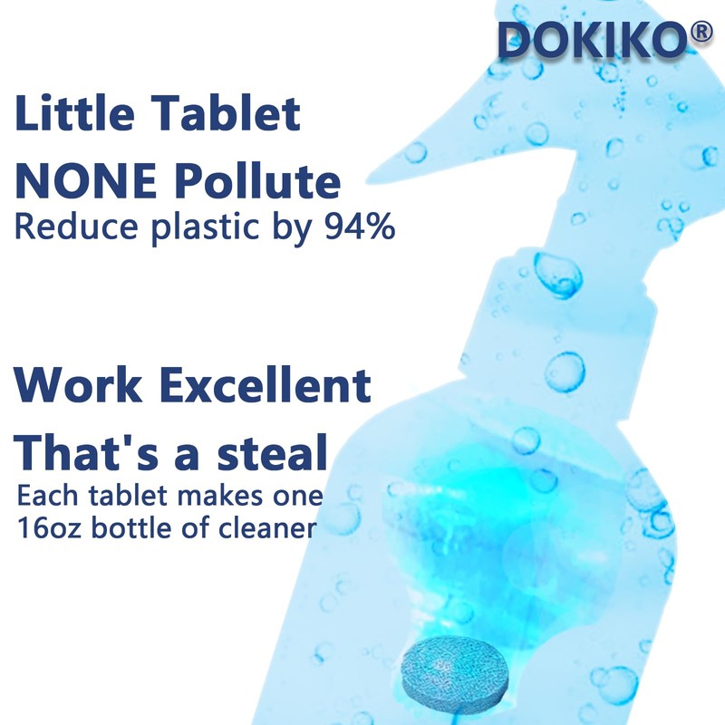 DOKIKO Glass Cleaner Refill Tablets - 50 Concentrated Multi-Surface Cleaning
