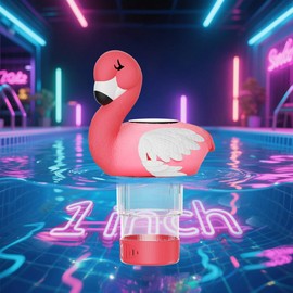 Doliwish Flamingo Chlorine Tablet Floater for 1" Tab ONLY Small Pool Chlorine Floater Solar Light Mini Chlorine Floater Night Decor for Above Ground Pools Party Hot Tub (ChIorine Tablet Not Included)
