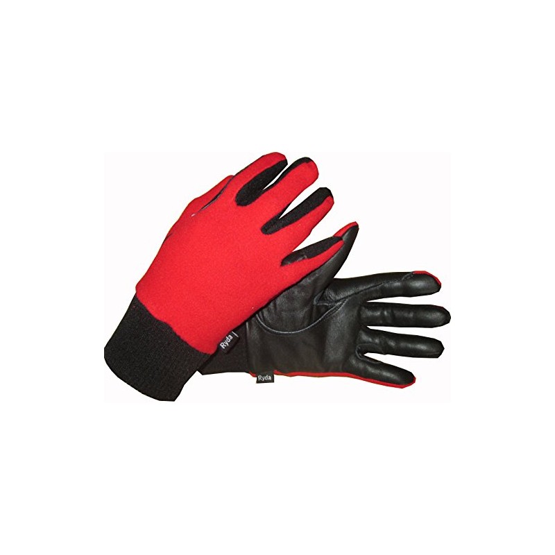 Ryda Ladies Fleece Back Leather Winter Horse Riding Gloves (Red,