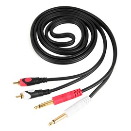 For 2RCA to Double 6.35 Interface Audio Guitar Line Dual Male Jack Cable