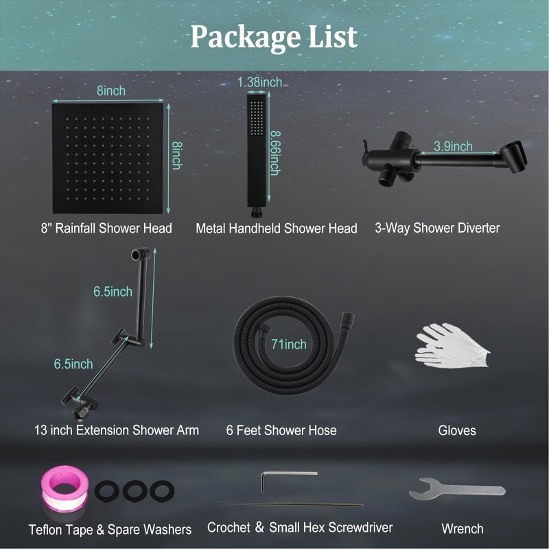All Metal Rain Shower Head with Handheld Combo, YDmeet 8