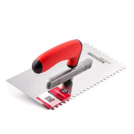 COMENSAL Toothed Trowel 6 mm - Professional Stainless Steel Smoothing Trowel - Toothed Spatula for Laying Tiles - Ergonomic Handle - Made in EU - 270 x 130 mm