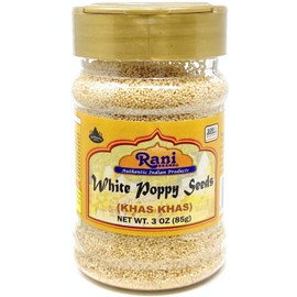 Rani White Poppy Seeds Whole (Khus Khus) Spice 3oz (85g) PET Jar ~ All Natural | Vegan | Gluten Friendly | Non-GMO | Indian Origin