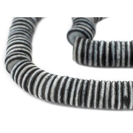 TheBeadChest Blackened Grey Bone Button Beads 14mm Nepal Disk Large Hole 22 Inch Strand